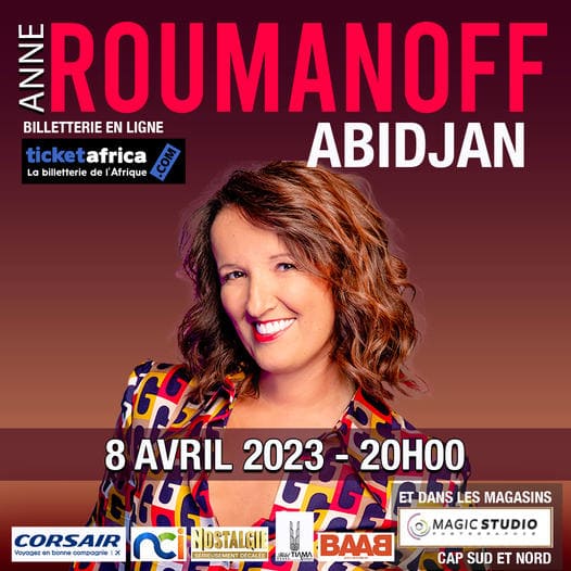 Anne Roumanoff Abidjan avec logo BAAB